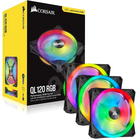 Corsair CO-9050098-WW QL120 iCUE RGB LED 120mm PWM Black Case Fan - 3 Pack