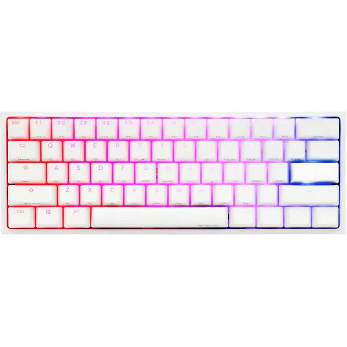 Ducky One 2 Pro Mini 60 Cherry MX Blue Clicky Mechanical Wired Gaming Keyboard - White