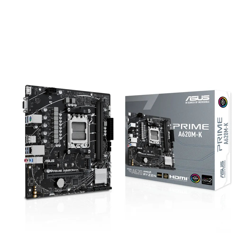 ASUS PRIME A620M-K AMD A620 Ryzen Socket AM5 Micro-ATX Desktop Motherboard