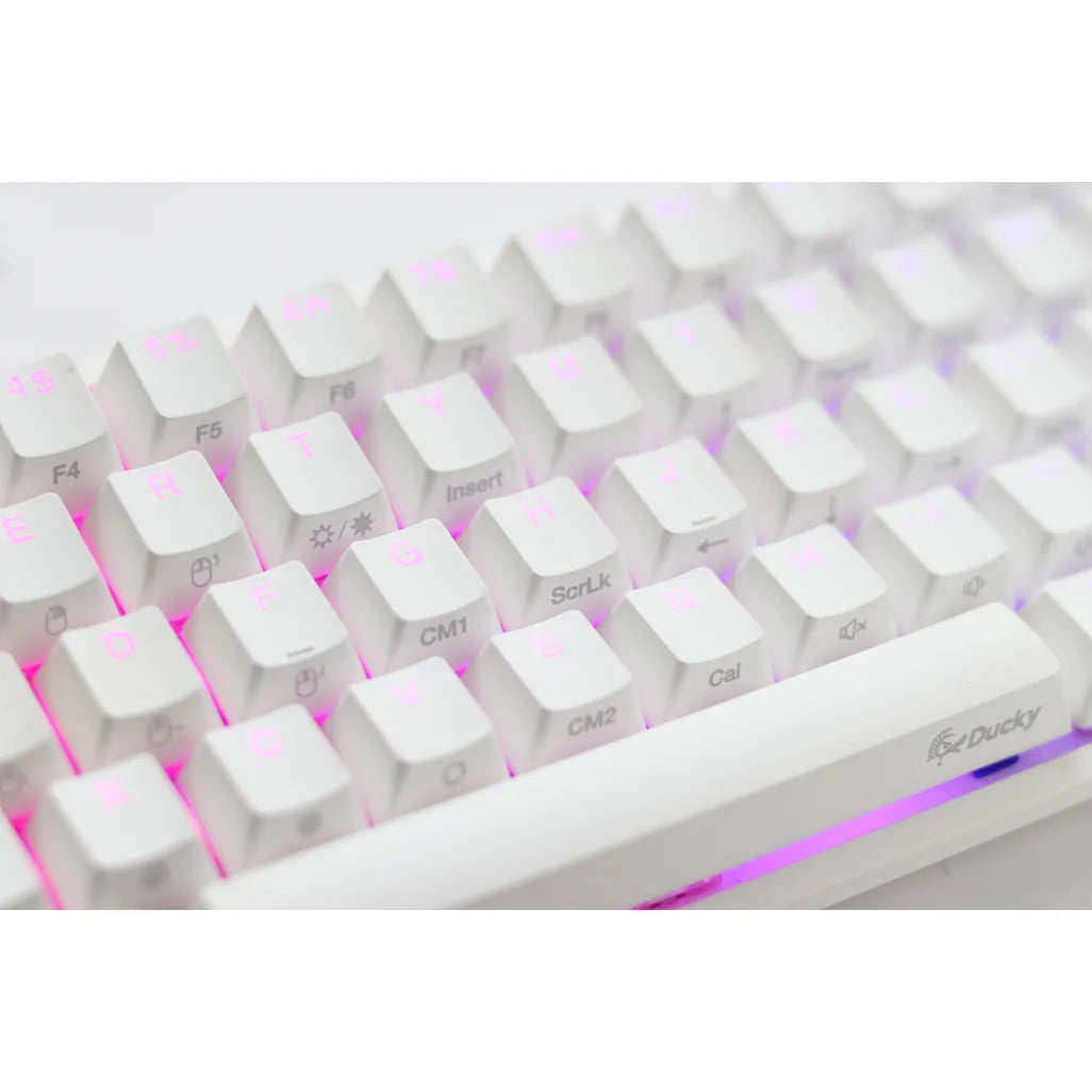 Ducky One 2 Pro Mini 60 Cherry MX Blue Clicky Mechanical Wired Gaming Keyboard - White