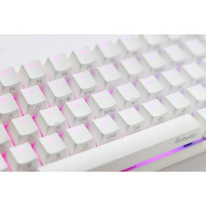 Ducky One 2 Pro Mini 60 Cherry MX Blue Clicky Mechanical Wired Gaming Keyboard - White