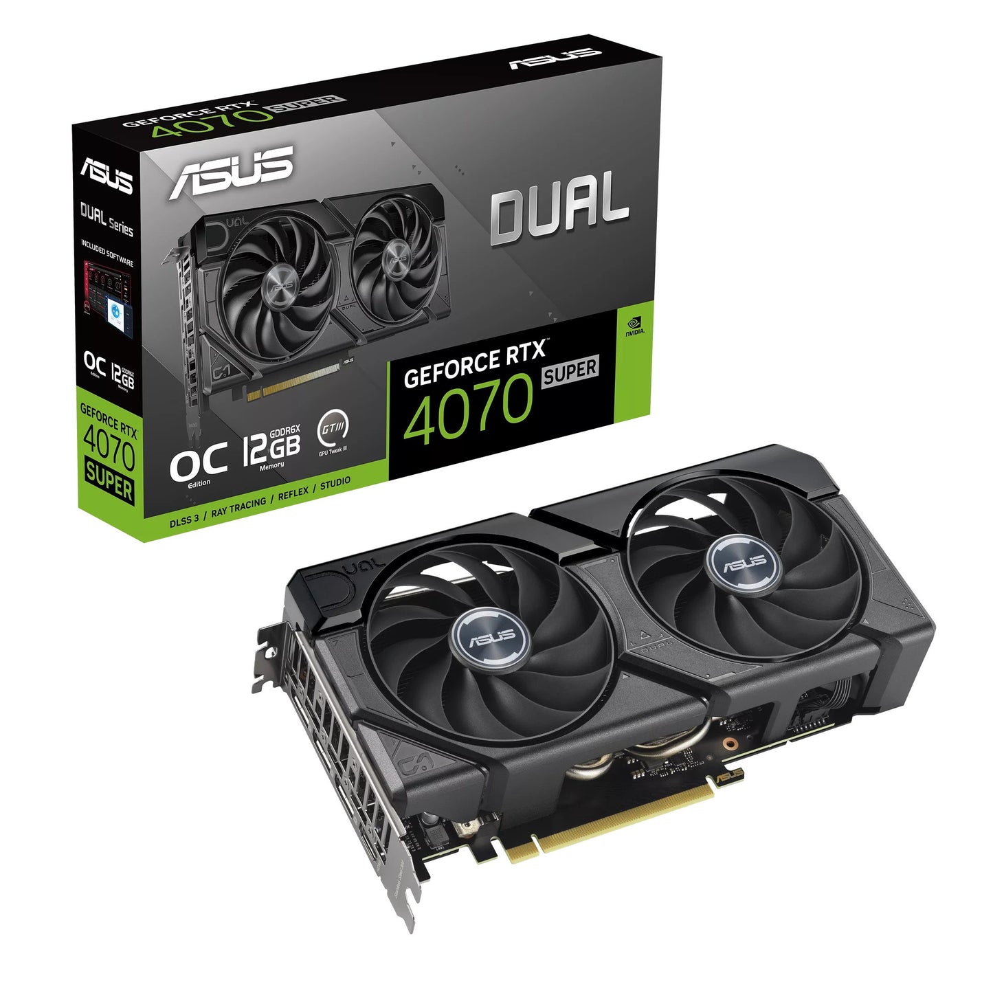 ASUS GeForce RTX 4070 SUPER DUAL EVO OC Edition EVO 12GB GDDR6X 192-bit PCIe 4.0 Desktop Graphics Card