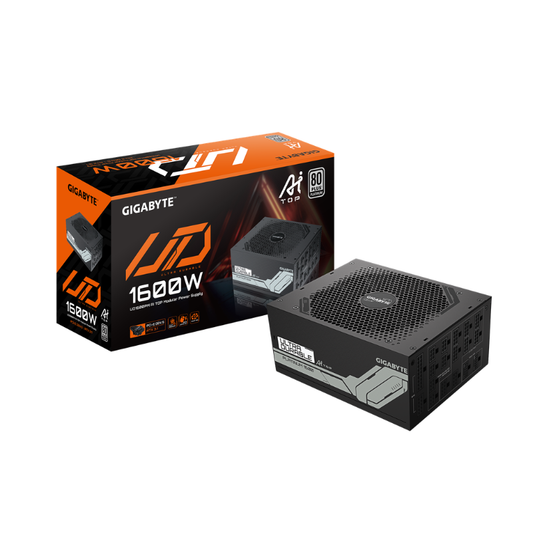 Gigabyte UD1600PM PG5 AI TOP 80 PLUS Platinum Fully Modular PCIe 5.1 12VHPWR 12V-2x6 ATX 3.1 PSU, 1600w