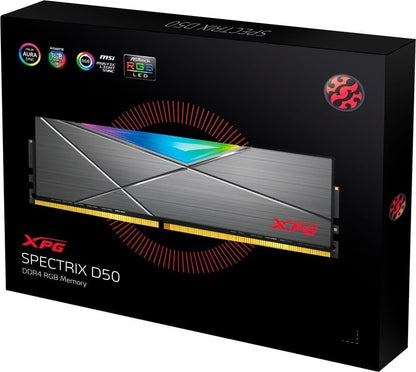 Adata SPECTRIX D50 RGB 8GB(1x8GB) DDR4-3600MHz CL18 1.35V Tungsten Grey Desktop Memory